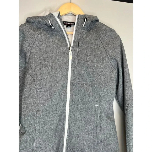 Kirkland signature full zip fleece lined sz MEDIUM soft shell jacket coat hood - Picture 2 of 6